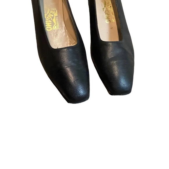 Ferragamo Slip On Square Toe Leather Pumps Black Women's Size 8 - Picture 5 of 11